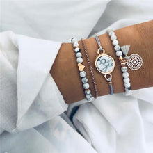 Load image into Gallery viewer, NEWBUY 6Pcs/Set Natural Beads Bracelet Boho Style Gold Heart Turtle Life Tree 8 Infinity Charm Bracelets For Women Girl