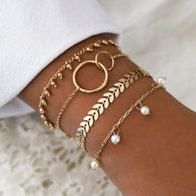 Load image into Gallery viewer, 31 Styles Boho Mixed Leaves Letter Map Geometric Crystal Infinity  Pentagram Shell Multi-layer Chain Bracelet Women Wholesale