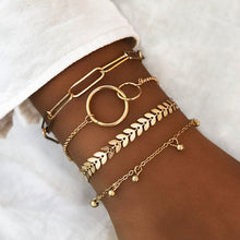Load image into Gallery viewer, 31 Styles Boho Mixed Leaves Letter Map Geometric Crystal Infinity  Pentagram Shell Multi-layer Chain Bracelet Women Wholesale