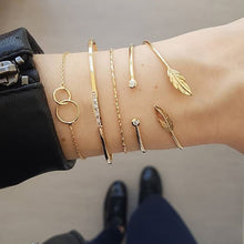 Load image into Gallery viewer, 31 Styles Boho Mixed Leaves Letter Map Geometric Crystal Infinity  Pentagram Shell Multi-layer Chain Bracelet Women Wholesale