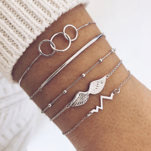 Load image into Gallery viewer, 31 Styles Boho Mixed Leaves Letter Map Geometric Crystal Infinity  Pentagram Shell Multi-layer Chain Bracelet Women Wholesale