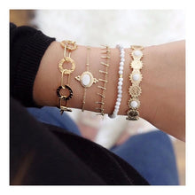 Load image into Gallery viewer, 31 Styles Boho Mixed Leaves Letter Map Geometric Crystal Infinity  Pentagram Shell Multi-layer Chain Bracelet Women Wholesale