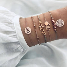 Load image into Gallery viewer, 31 Styles Boho Mixed Leaves Letter Map Geometric Crystal Infinity  Pentagram Shell Multi-layer Chain Bracelet Women Wholesale