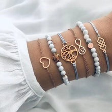 Load image into Gallery viewer, 31 Styles Boho Mixed Leaves Letter Map Geometric Crystal Infinity  Pentagram Shell Multi-layer Chain Bracelet Women Wholesale