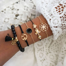 Load image into Gallery viewer, 31 Styles Boho Mixed Leaves Letter Map Geometric Crystal Infinity  Pentagram Shell Multi-layer Chain Bracelet Women Wholesale