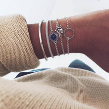 Load image into Gallery viewer, 31 Styles Boho Mixed Leaves Letter Map Geometric Crystal Infinity  Pentagram Shell Multi-layer Chain Bracelet Women Wholesale