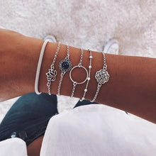 Load image into Gallery viewer, 31 Styles Boho Mixed Leaves Letter Map Geometric Crystal Infinity  Pentagram Shell Multi-layer Chain Bracelet Women Wholesale