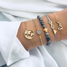 Load image into Gallery viewer, 31 Styles Boho Mixed Leaves Letter Map Geometric Crystal Infinity  Pentagram Shell Multi-layer Chain Bracelet Women Wholesale