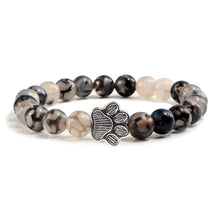 Load image into Gallery viewer, Men Natural Volcanic Stone Bracelet Sliver Cat Paw Black Lava Turquoises Beaded Bracelets Bangles Women Yoga Fashion Jewelry