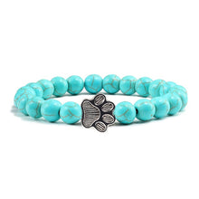 Load image into Gallery viewer, Men Natural Volcanic Stone Bracelet Sliver Cat Paw Black Lava Turquoises Beaded Bracelets Bangles Women Yoga Fashion Jewelry
