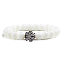 Load image into Gallery viewer, Men Natural Volcanic Stone Bracelet Sliver Cat Paw Black Lava Turquoises Beaded Bracelets Bangles Women Yoga Fashion Jewelry