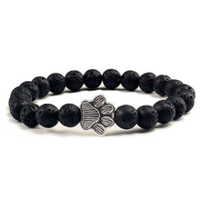 Load image into Gallery viewer, Men Natural Volcanic Stone Bracelet Sliver Cat Paw Black Lava Turquoises Beaded Bracelets Bangles Women Yoga Fashion Jewelry