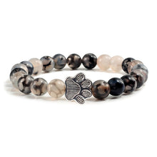 Load image into Gallery viewer, Men Natural Volcanic Stone Bracelet Sliver Cat Paw Black Lava Turquoises Beaded Bracelets Bangles Women Yoga Fashion Jewelry