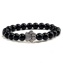 Load image into Gallery viewer, Men Natural Volcanic Stone Bracelet Sliver Cat Paw Black Lava Turquoises Beaded Bracelets Bangles Women Yoga Fashion Jewelry