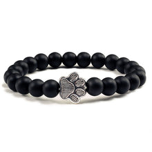Load image into Gallery viewer, Men Natural Volcanic Stone Bracelet Sliver Cat Paw Black Lava Turquoises Beaded Bracelets Bangles Women Yoga Fashion Jewelry