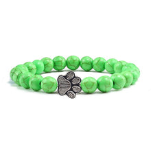 Load image into Gallery viewer, Men Natural Volcanic Stone Bracelet Sliver Cat Paw Black Lava Turquoises Beaded Bracelets Bangles Women Yoga Fashion Jewelry