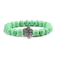 Load image into Gallery viewer, Men Natural Volcanic Stone Bracelet Sliver Cat Paw Black Lava Turquoises Beaded Bracelets Bangles Women Yoga Fashion Jewelry