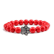 Load image into Gallery viewer, Men Natural Volcanic Stone Bracelet Sliver Cat Paw Black Lava Turquoises Beaded Bracelets Bangles Women Yoga Fashion Jewelry