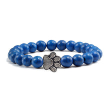 Load image into Gallery viewer, Men Natural Volcanic Stone Bracelet Sliver Cat Paw Black Lava Turquoises Beaded Bracelets Bangles Women Yoga Fashion Jewelry