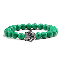 Load image into Gallery viewer, Men Natural Volcanic Stone Bracelet Sliver Cat Paw Black Lava Turquoises Beaded Bracelets Bangles Women Yoga Fashion Jewelry