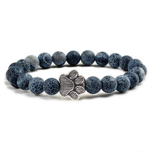 Load image into Gallery viewer, Men Natural Volcanic Stone Bracelet Sliver Cat Paw Black Lava Turquoises Beaded Bracelets Bangles Women Yoga Fashion Jewelry