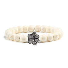 Load image into Gallery viewer, Men Natural Volcanic Stone Bracelet Sliver Cat Paw Black Lava Turquoises Beaded Bracelets Bangles Women Yoga Fashion Jewelry